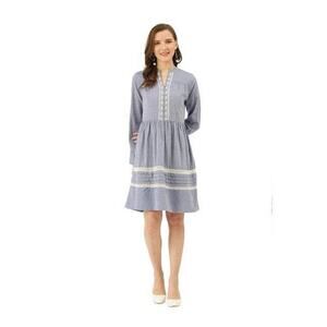 Label Ritukumar Ritu Kumar Small Blue Chambray Cotton Dot and Beaded Dress